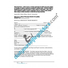 Bill of Sale of Motor Vehicle Automobile - Alaska (Sold without Warranty)